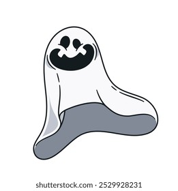 Fun And Playful Cartoon Ghost Illustration Featuring A Smiling Specter Perfect For Halloween Decor And Festive Designs