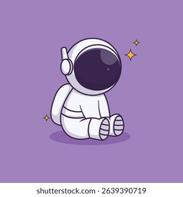 A fun and playful collection of cartoon astronaut illustrations in hand-drawn flat style. Featuring astronauts in various poses, space helmets, rockets, planets, stars, satellites, and cosmic elements