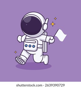 A fun and playful collection of cartoon astronaut illustrations in hand-drawn flat style. Featuring astronauts in various poses, space helmets, rockets, planets, stars, satellites, and cosmic elements