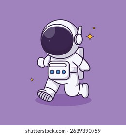 A fun and playful collection of cartoon astronaut illustrations in hand-drawn flat style. Featuring astronauts in various poses, space helmets, rockets, planets, stars, satellites, and cosmic elements