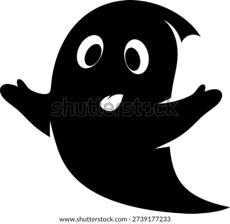 A fun playful ghost silhouette an icon rendered in solid black against a pure white backdrop