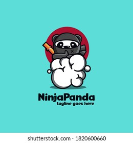 Spaß spielend Ninja panda Maskottchen Cartoon Logo Symbol Vektorgrafik