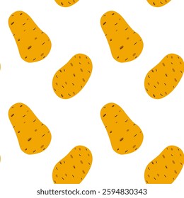 Fun and playful orange potato pattern on a white background for cheerful design projects