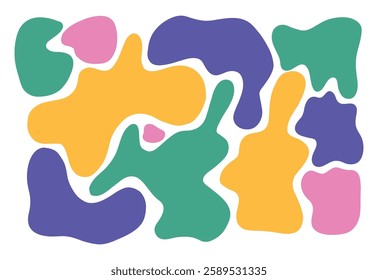 A fun and playful pattern with abstract shapes in bright colors. Perfect for creating designs for kids' products, stationery, and home decor.