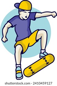 Fun playful Teenage Skateboard Illustration