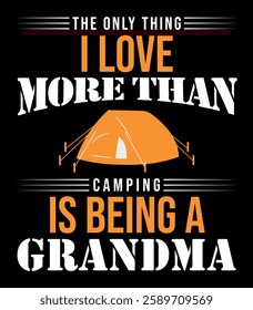 A fun and playful T-shirt design featuring the phrase related camping, styled with bold typography, a tent symbol.