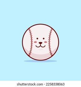 A fun and playful vector illustration of a cartoon baseball mascot perfect for sports-themed designs. The design features a smiling baseball ball character with kawaii and cute style.