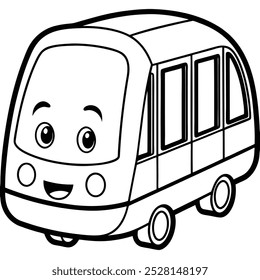Eine lustige und verspielte Vektorgrafik eines lächelnden U-Bahn-Zuges. Perfekt für Kinderdesigns, Verkehrsthemen und fröhliche Grafiken für Bildungs- oder Kreativprojekte.