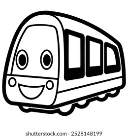 A fun and playful vector illustration of a smiling subway train. Perfect for kids' designs, transportation themes, and cheerful graphics for educational or creative projects.