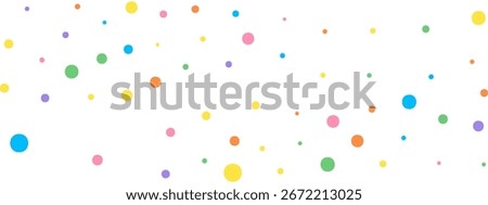Fun Polka Dot Frame.  Cute Colorful Background with Falling Confetti for Birthdays or Celebrations. Vector Illustration.