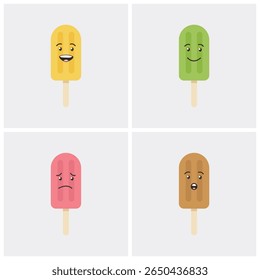 Fun Popsicle Characters : A Set of Expressive Ice Pops