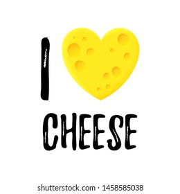 Fun postcard with cheese heart. Template for print, design, textiles. Vector cartoon card