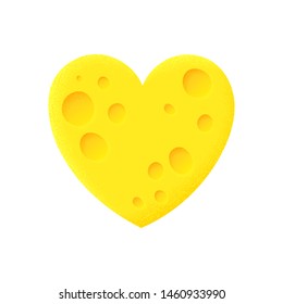 Fun postcard with cheese heart. Template for print, design, textiles. Vector cartoon card