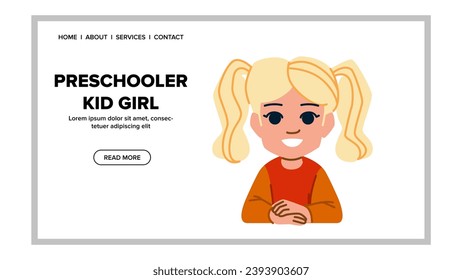 fun preschooler kid girl vector. funny child, kindergarten joy, friends happy fun preschooler kid girl web flat cartoon illustration