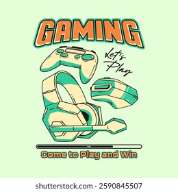 Fun Pro E-sports Logo and Gaming t-shirt Design Vector