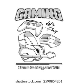 Fun Pro E-sports Logo and Gaming t-shirt Design Vector Black White