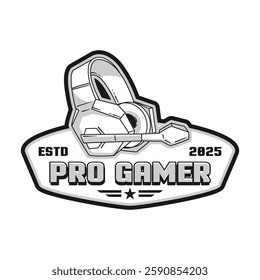 Fun Pro E-sports Logo and Gaming t-shirt Design Vector Black White