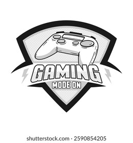 Fun Pro E-sports Logo and Gaming t-shirt Design Vector Black White