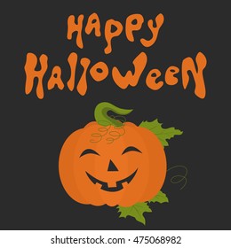 Fun  pumpkin.  Happy  Halloween background. Vector  illustration for poster,  card, flyer or party  invitation.