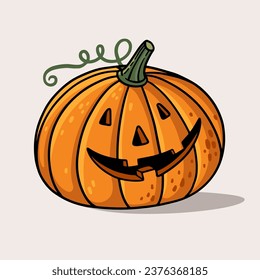 Fun pumpkin on a light isolated background. Pumpkin is a symbol of Halloween.