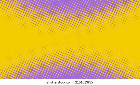 Fun purple and yellow pop art comics book background with dotted halftone design. Retro superhero backdrop, vector illustration eps10