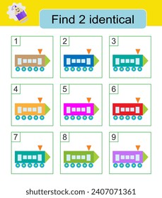 Fun puzzle game. Need to find two identical locomotives. Task for development of attention and logic. 