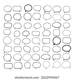 A fun and quirky collection of hand drawn speech bubble doodles in vector format—perfect for comics, notes, social media, and creative projects.