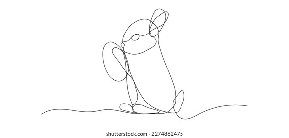 Conejo divertido con dibujo de una línea de huevo, diseño lindo de Pascua Conjunta para banderas, tarjetas, fondos de pantalla