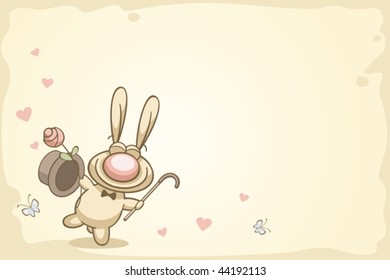 fun rabbit on Valentine's Day in retro style
