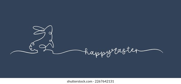 Fun rabbit one line drawing, cute Easter design for banners, cards, wallpapers