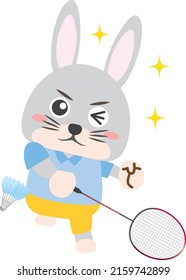 A fun rabbit serving and smashing in badminton