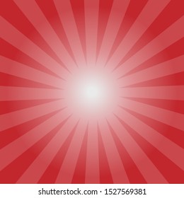 Fun red background with white glowing stripes. Colorful square vector illustration for party poster, cards, banners, flyers, invitations
