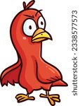 Fun red bird with angry face cartoon illustration