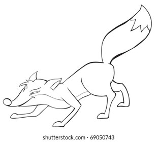 Fun red fox. Contour drawing