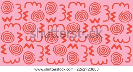 Fun red line doodle seamless pattern. Creative abstract style art background for children or trendy design with basic shapes. Simple childish scribble wallpaper print.