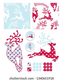Fondo e iconos divertidos de renos.