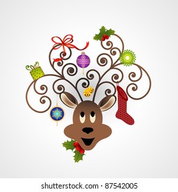 fun reindeer with decorated antlers