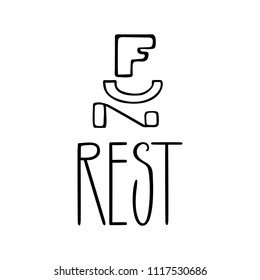 Fun Rest. Isolated vector, calligraphic phrase. Hand calligraphy, lettering. Summer tourist design for logo, banners, emblems, prints, photo overlays, t shirts, posters, greeting card.
