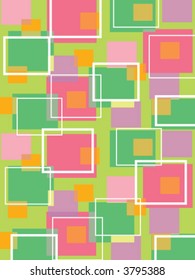 fun retro cubes green and pink (vector) - illustrated background