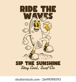 Fun retro design perfect for summer beach lovers and surfers