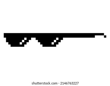 Fun retro pixel sun glass icon, life style meme sunglasses thug, vector illustration .