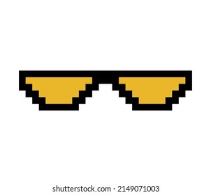 Fun retro pixel sun glass icon, life style meme sunglasses thug, vector illustration .