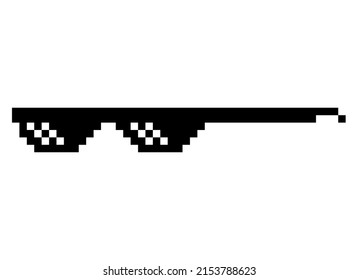 Fun retro pixel sun glass icon, life style meme sunglasses thug, vector illustration .