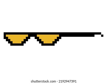 Fun retro pixel sun glass icon, life style meme sunglasses thug, vector illustration .