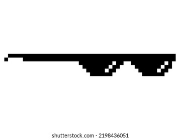 Fun retro pixel sun glass icon, life style meme sunglasses thug, vector illustration .