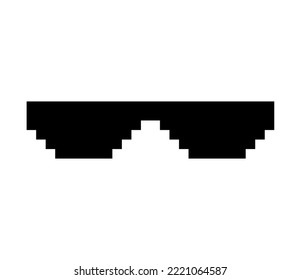 Fun retro pixel sun glass icon, life style meme sunglasses thug, vector illustration .