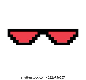 Fun retro pixel sun glass icon, life style meme sunglasses thug, vector illustration .