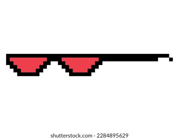 Fun retro pixel sun glass icon, life style meme sunglasses thug, vector illustration .