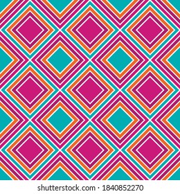 Fun  rhombus shapes geometric seamless pattern. Argyle fabric print. Interior swatch. Rhombus shapes argyle motif.