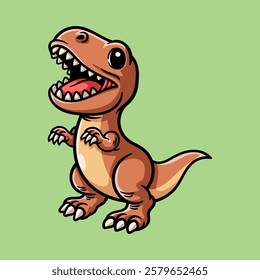 fun roaring tyrannosaurus t-Rex dinosaur cartoon colored character isolated drawing line style sketch classic vintage design illustration